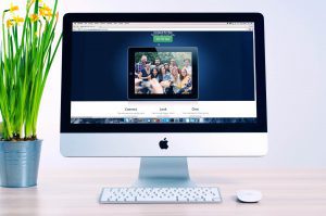 Computer screen displaying video chat application.
