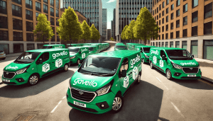 Fleet of green Gavello delivery vans